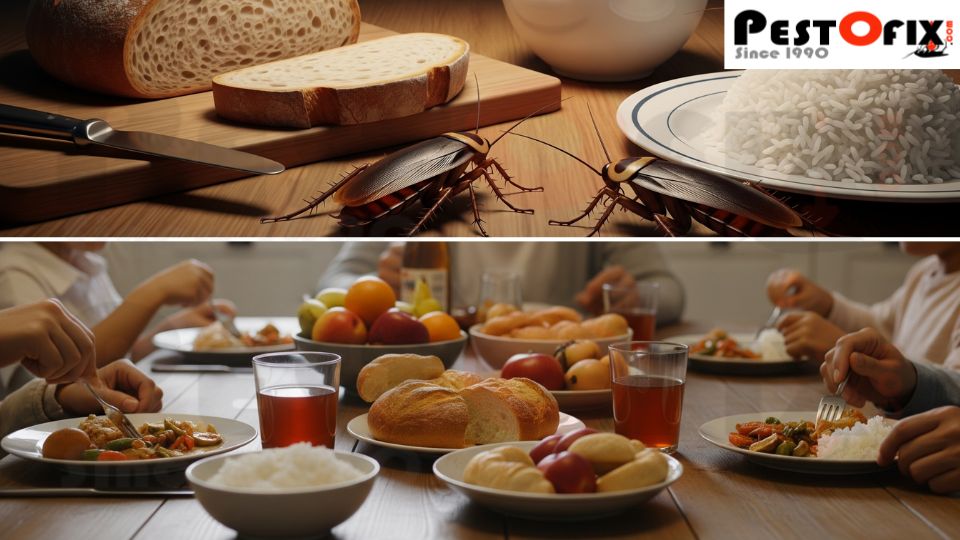 Cockroach contaminating food that a family then eats — health risk awareness