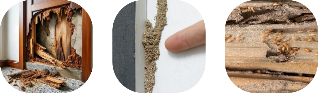 Signs of termite infestation in a residential home
