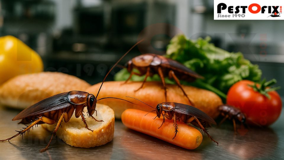 Cockroaches contaminating food in a restaurant kitchen — why professional pest control matters